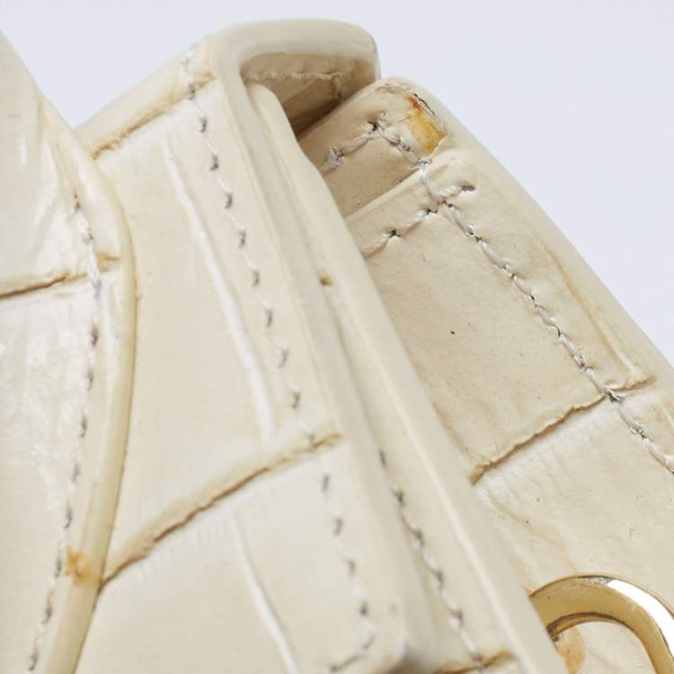 مملوكة مسبقًا Jacquemus Cream Croc Embossed Leather Le Chiquito Mini Bag