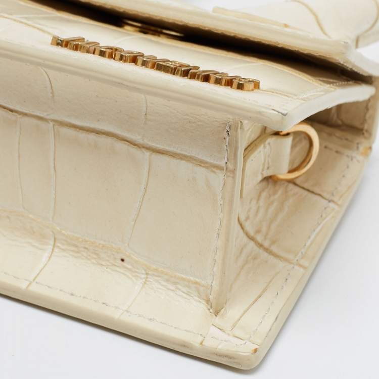 مملوكة مسبقًا Jacquemus Cream Croc Embossed Leather Le Chiquito Mini Bag