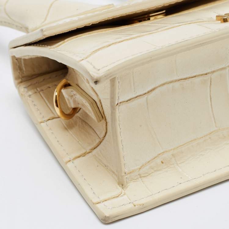مملوكة مسبقًا Jacquemus Cream Croc Embossed Leather Le Chiquito Mini Bag