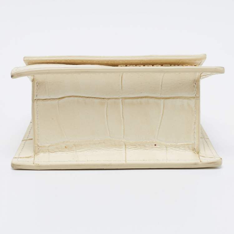 مملوكة مسبقًا Jacquemus Cream Croc Embossed Leather Le Chiquito Mini Bag