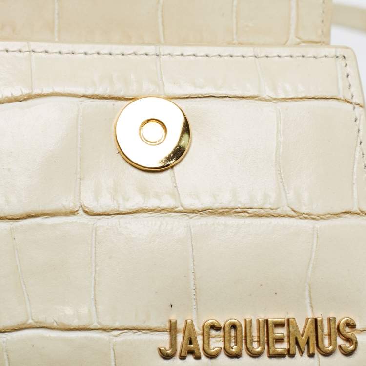 مملوكة مسبقًا Jacquemus Cream Croc Embossed Leather Le Chiquito Mini Bag