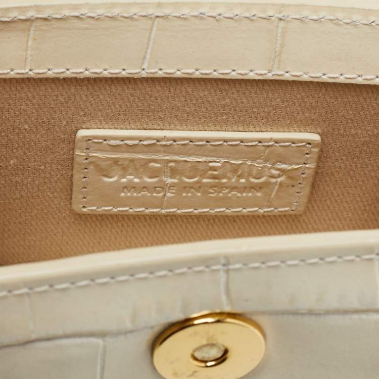 مملوكة مسبقًا Jacquemus Cream Croc Embossed Leather Le Chiquito Mini Bag