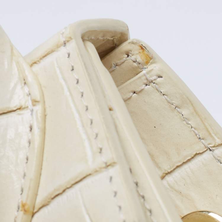 مملوكة مسبقًا Jacquemus Cream Croc Embossed Leather Le Chiquito Mini Bag