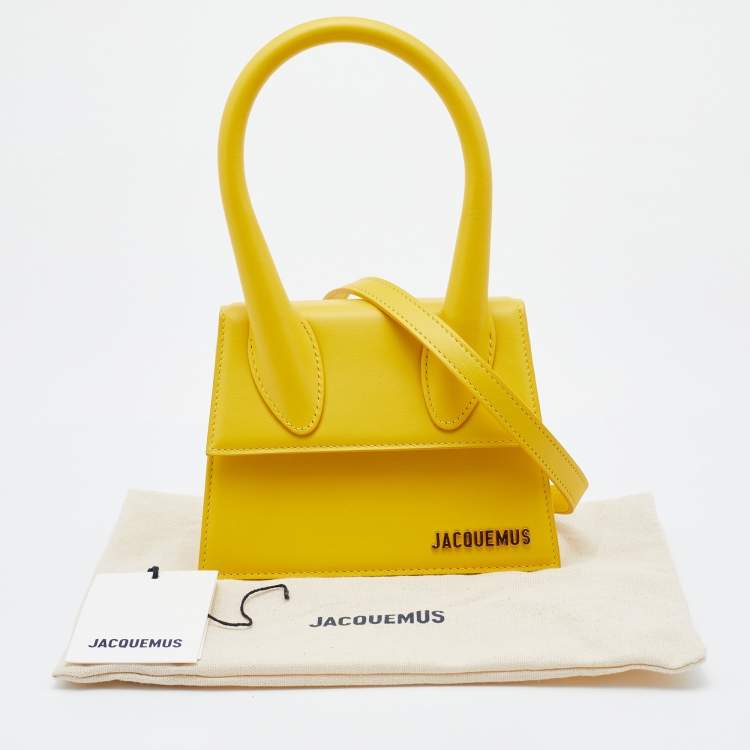 Pre Owned Jacquemus Yellow Leather Le Chiquito Top Handle Bag