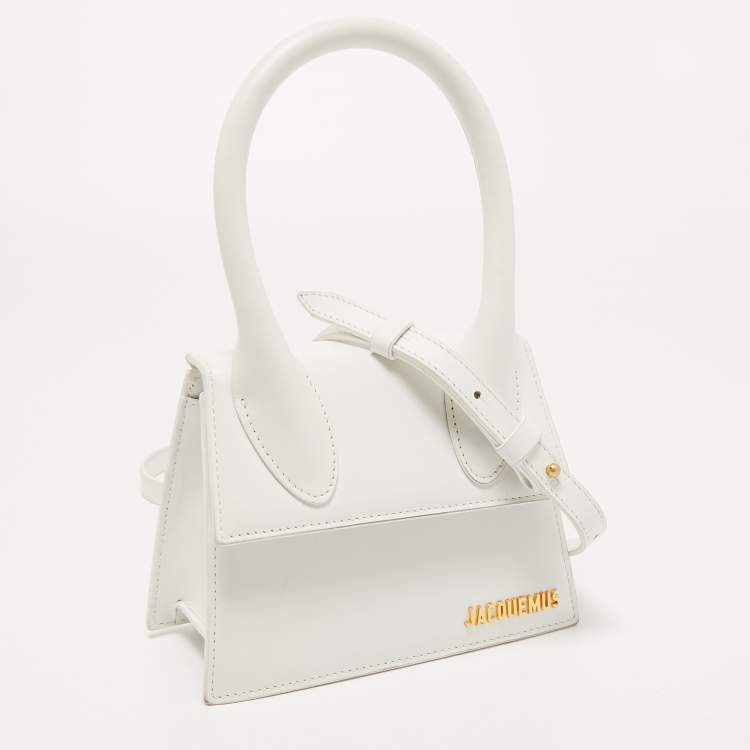 Pre Owned Jacquemus White Leather Le Chiquito Top Handle Bag