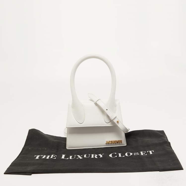 Pre Owned Jacquemus White Leather Le Chiquito Top Handle Bag