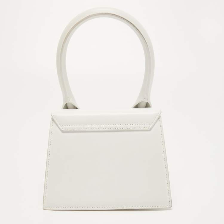 Pre Owned Jacquemus White Leather Le Chiquito Top Handle Bag
