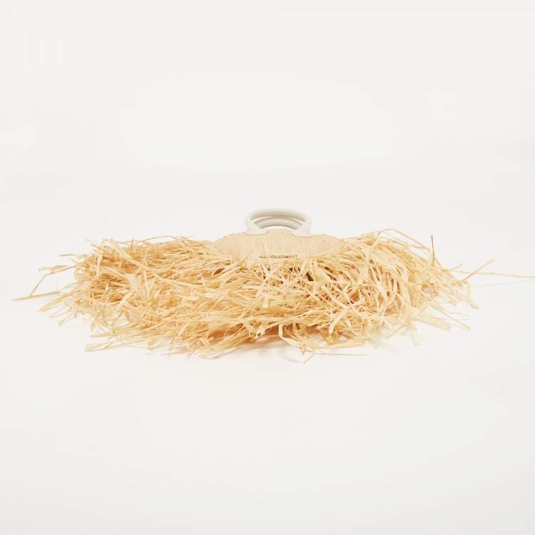 مملوكة مسبقًا Jacquemus Cream/White Woven Raffia and Leather Let Petite Baci Shoulder Bag