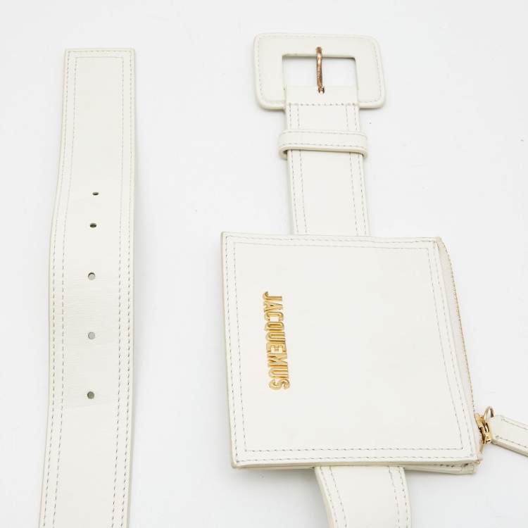 Pre Owned Jacquemus White Leather La Ceinture Carree Belt Bag