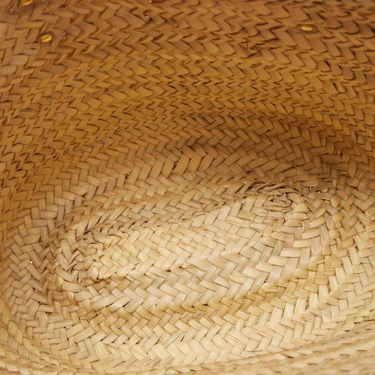 Pre Owned Jacquemus Pink/Cream Raffia and Nubuck Leather Le Panier Soleil Basket Bag 