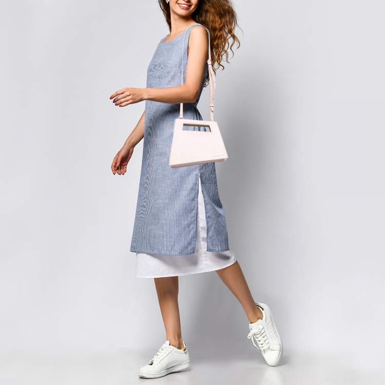 Pre Owned Jacquemus Pink Leather Asymmetrical Shoulder Bag 