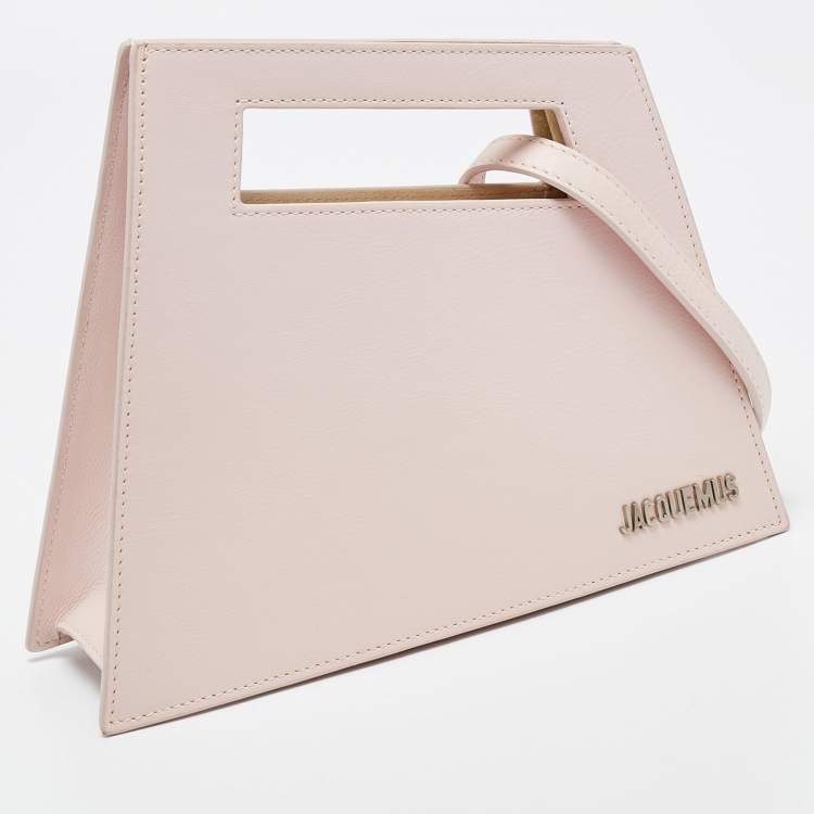 Pre Owned Jacquemus Pink Leather Asymmetrical Shoulder Bag 
