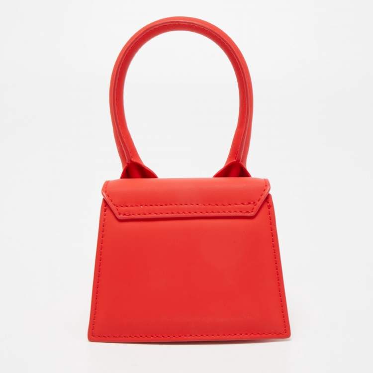 Pre Owned Jacquemus Matte Red Leather Mini Le Chiquito Top Handle Bag