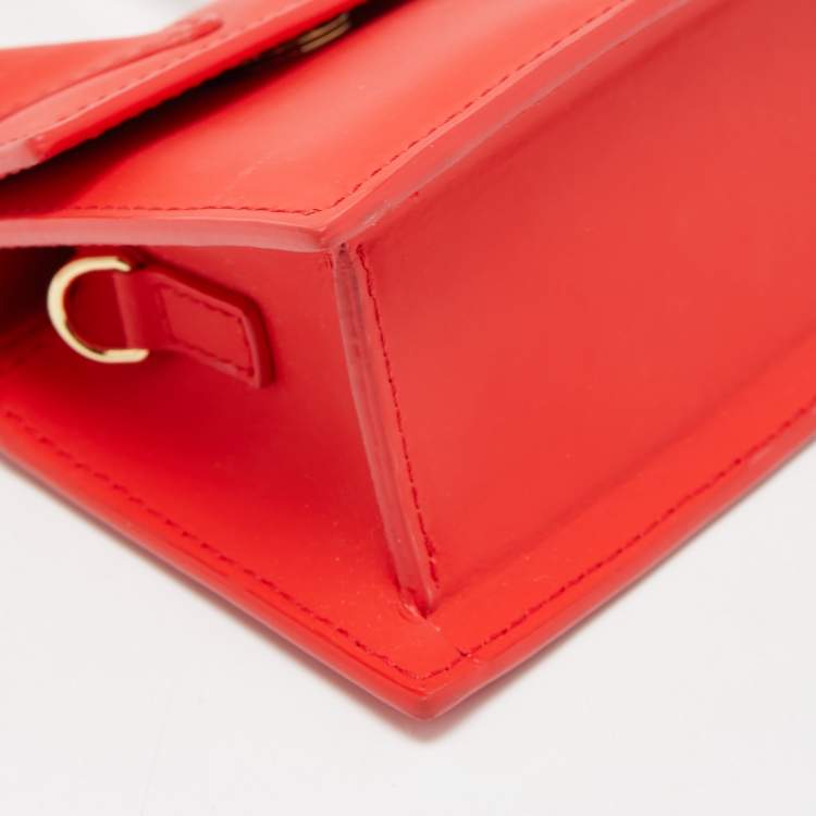 Pre Owned Jacquemus Matte Red Leather Mini Le Chiquito Top Handle Bag