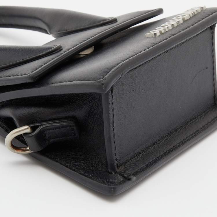 Pre Owned Jacquemus Black Leather Mini Le Chiquito Top Handle Bag