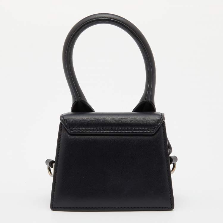 Pre Owned Jacquemus Black Leather Mini Le Chiquito Top Handle Bag