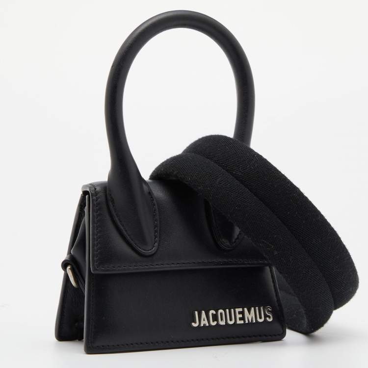 Pre Owned Jacquemus Black Leather Mini Le Chiquito Top Handle Bag