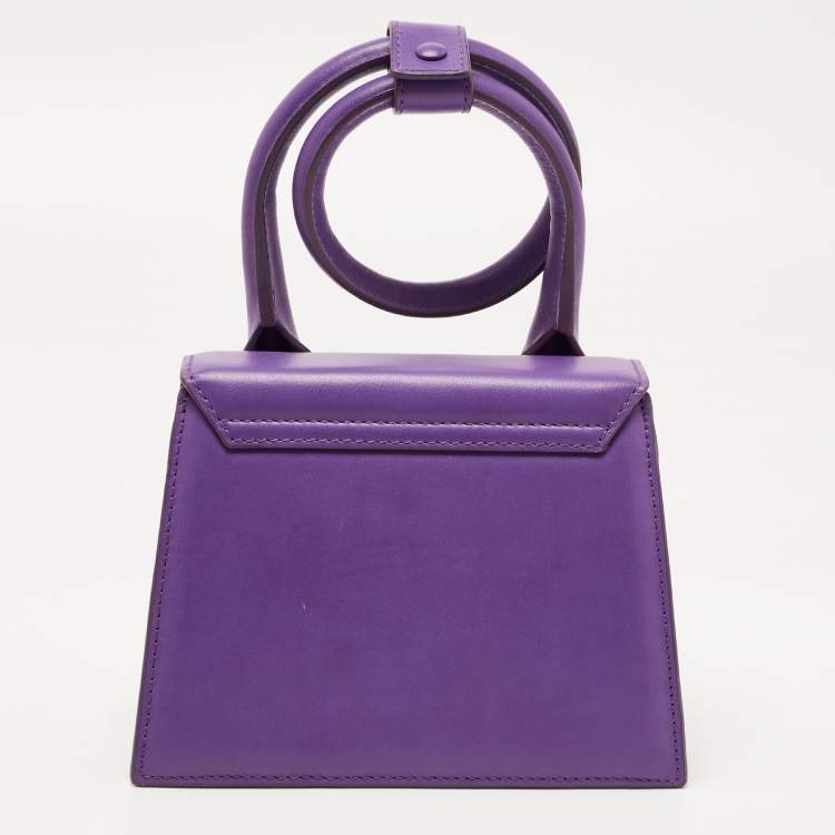 Pre Owned Jacquemus Purple Leather Le Chiquito Noeud Top Handle Bag