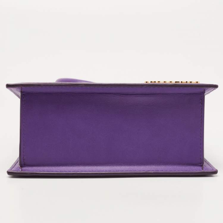 Pre Owned Jacquemus Purple Leather Le Chiquito Noeud Top Handle Bag