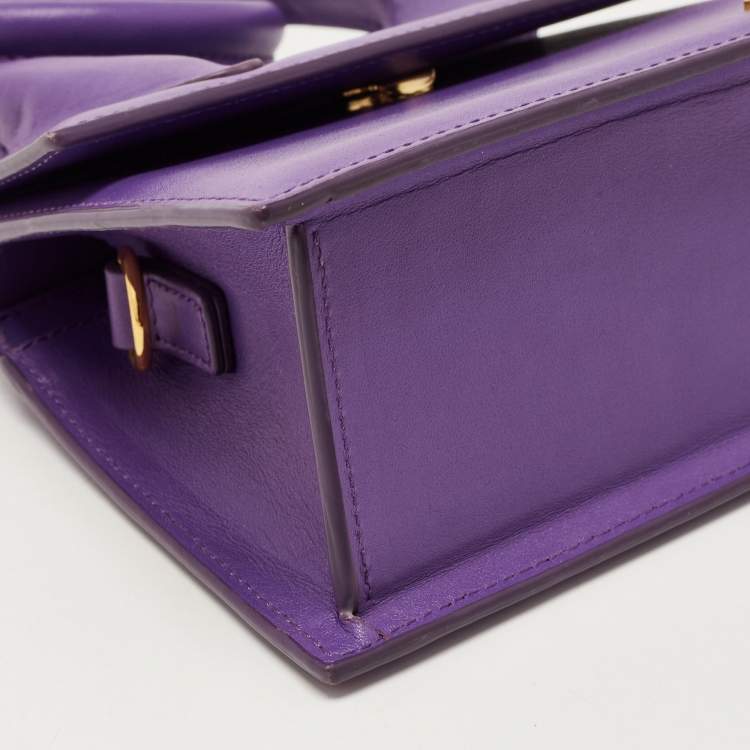Pre Owned Jacquemus Purple Leather Le Chiquito Noeud Top Handle Bag