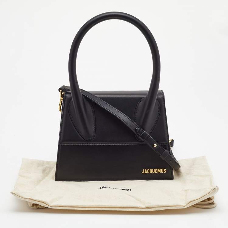 Pre Owned Jacquemus Black Leather Grand Le Chiquito Top Handle Bag