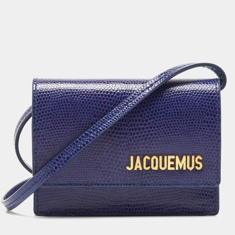 Jacquemus Blue Lizard Embossed Leather Mini Le Bello Crossbody Bag ...