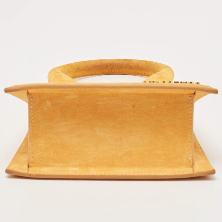 Pre Owned Jacquemus Mustard Suede Le Chiquito Top Handle Bag