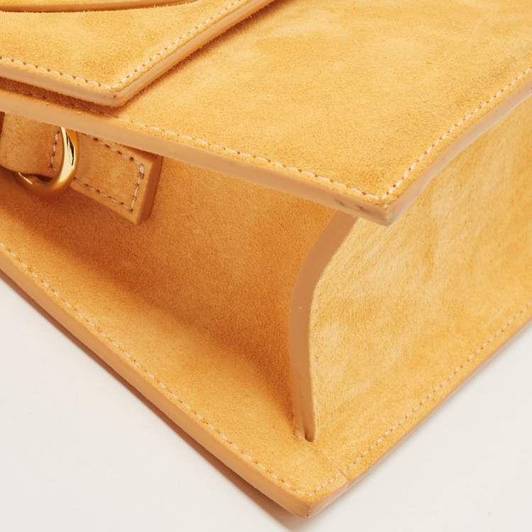 Pre Owned Jacquemus Mustard Suede Le Chiquito Top Handle Bag