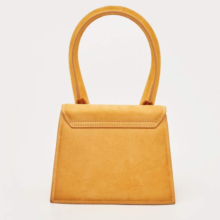 Pre Owned Jacquemus Mustard Suede Le Chiquito Top Handle Bag