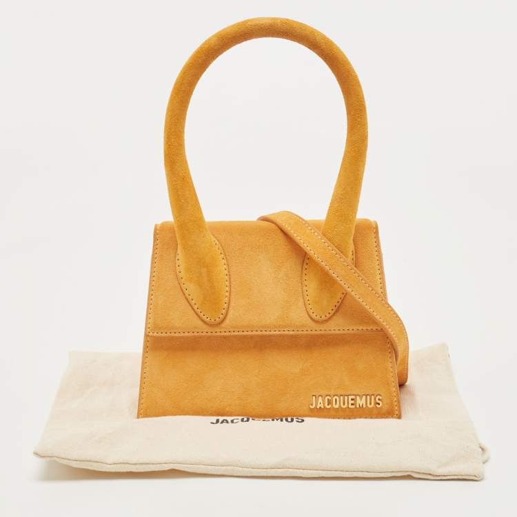 Pre Owned Jacquemus Mustard Suede Le Chiquito Top Handle Bag