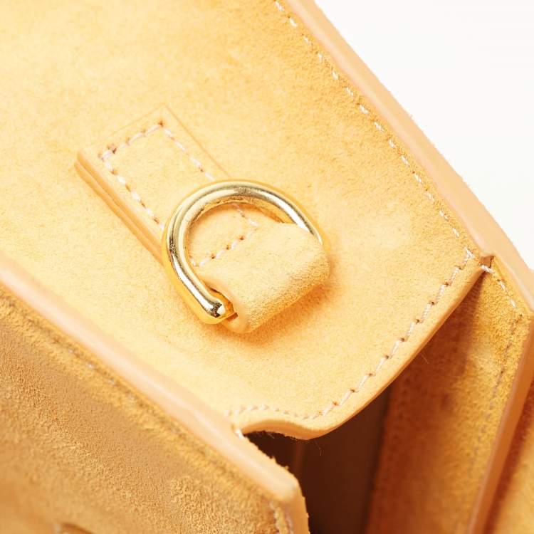 Pre Owned Jacquemus Mustard Suede Le Chiquito Top Handle Bag