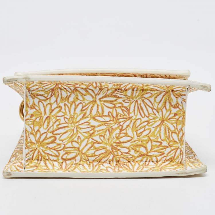 Pre Owned Jacquemus Yellow/White Floral Print Leather Mini Le Chiquito Top Handle Bag