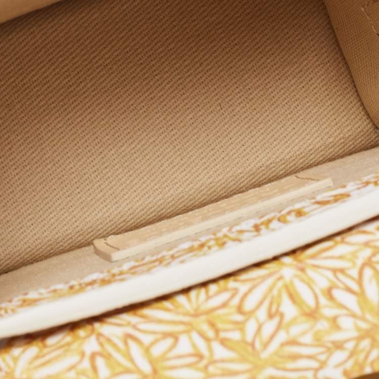 Pre Owned Jacquemus Yellow/White Floral Print Leather Mini Le Chiquito Top Handle Bag