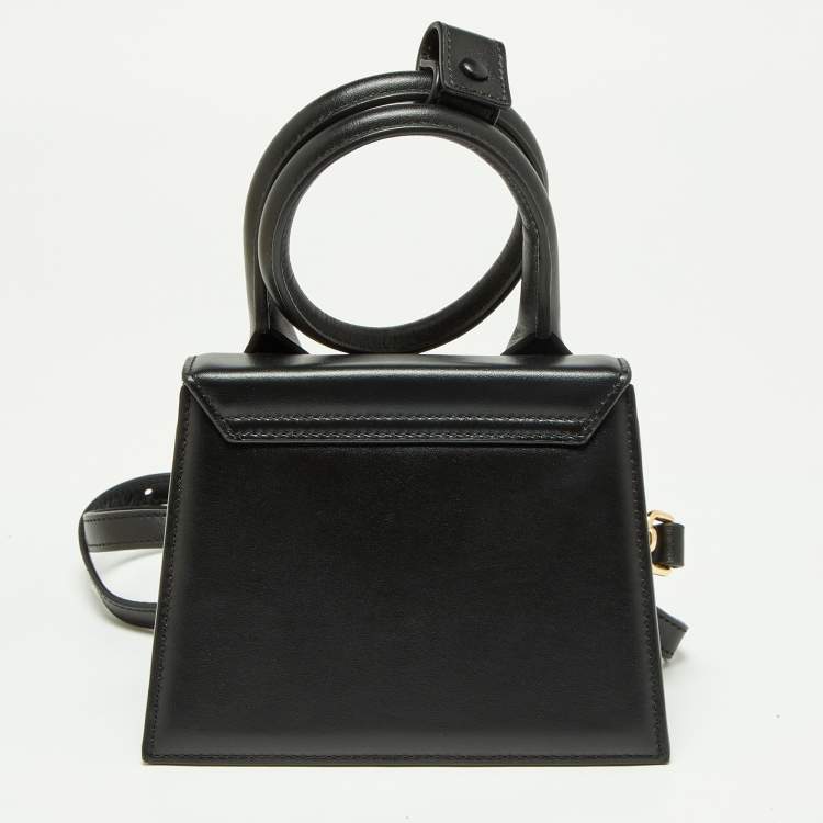 Pre Owned Jacquemus Black Leather Le Chiquito Noeud Top Handle Bag