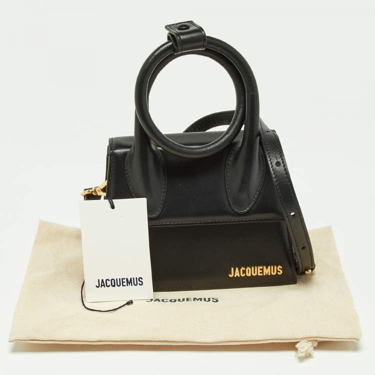 Pre Owned Jacquemus Black Leather Le Chiquito Noeud Top Handle Bag