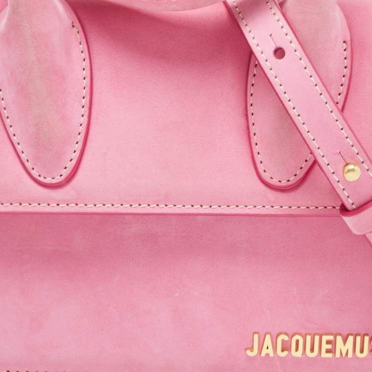 Pre Owned Jacquemus Pink Nubuck Leather Le Chiquito Noeud Top Handle Bag