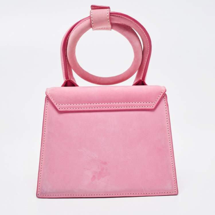 Pre Owned Jacquemus Pink Nubuck Leather Le Chiquito Noeud Top Handle Bag