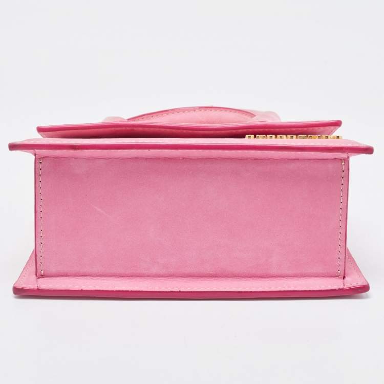 Pre Owned Jacquemus Pink Nubuck Leather Le Chiquito Noeud Top Handle Bag
