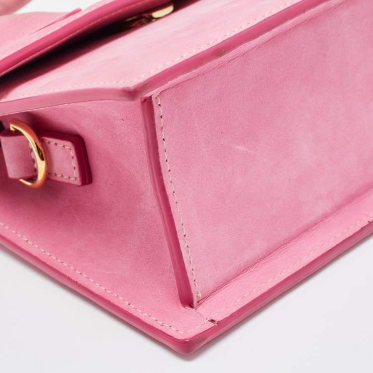 Pre Owned Jacquemus Pink Nubuck Leather Le Chiquito Noeud Top Handle Bag