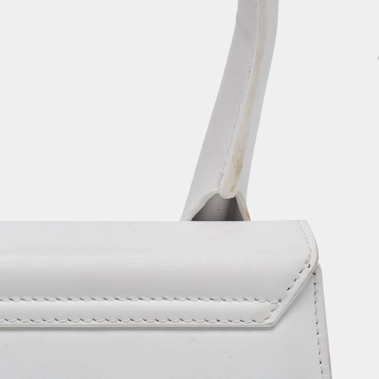 Pre Owned Jacquemus White Leather Le Chiquito Top Handle Bag