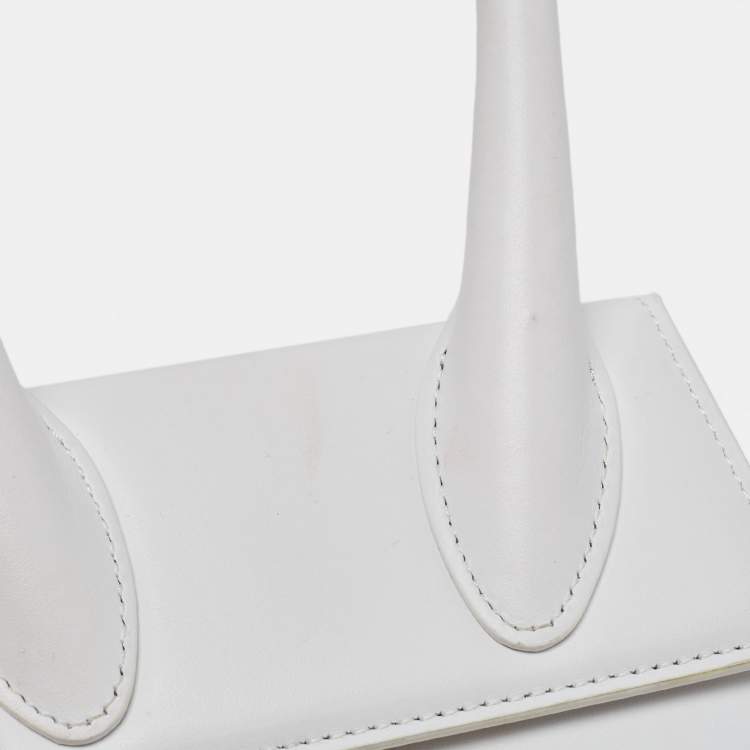 Pre Owned Jacquemus White Leather Le Chiquito Top Handle Bag