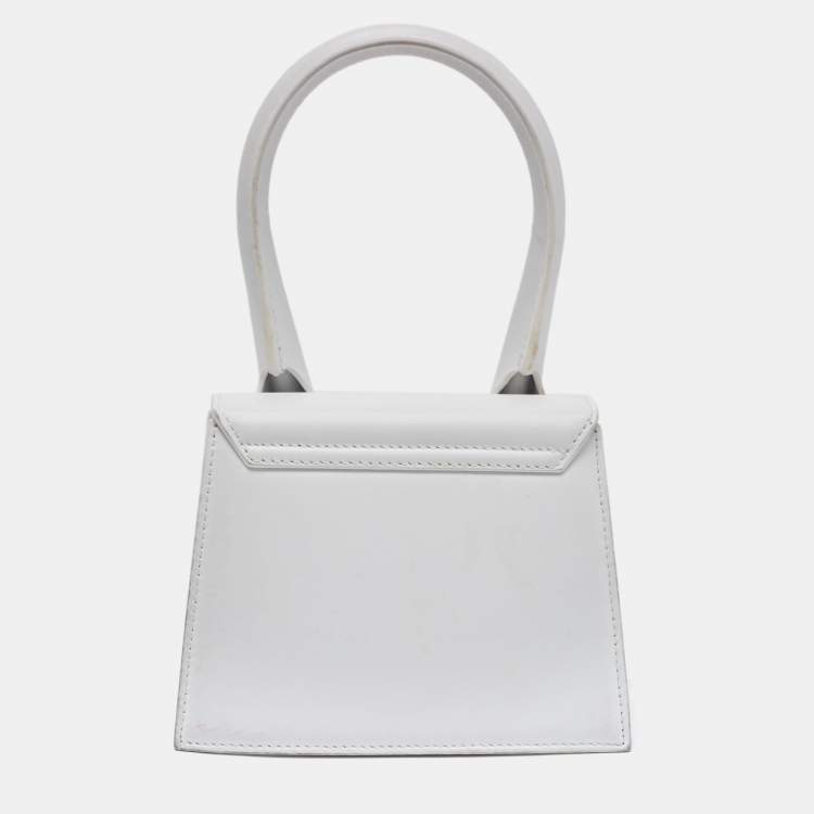 Pre Owned Jacquemus White Leather Le Chiquito Top Handle Bag