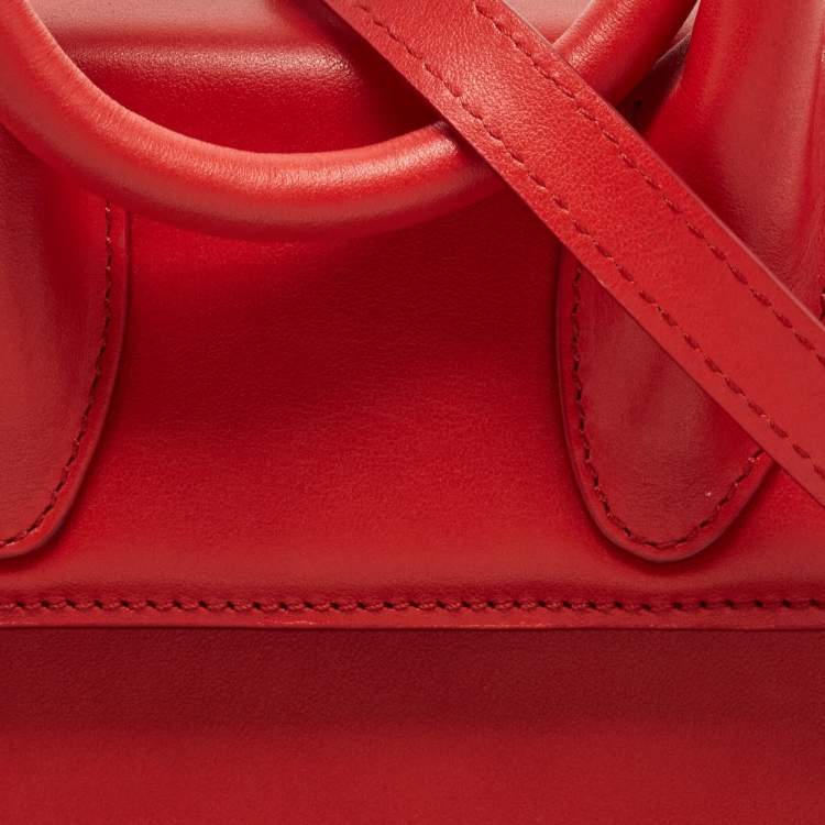 Pre Owned Jacquemus Red Leather Le Chiquito Noeud Top Handle Bag