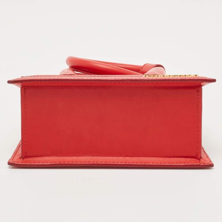 Pre Owned Jacquemus Red Leather Le Chiquito Noeud Top Handle Bag