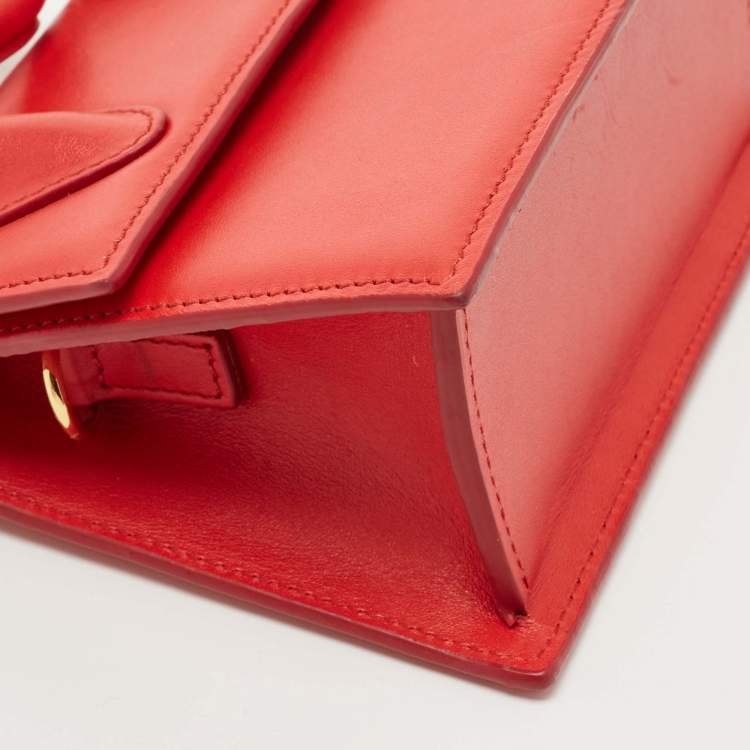 Pre Owned Jacquemus Red Leather Le Chiquito Noeud Top Handle Bag