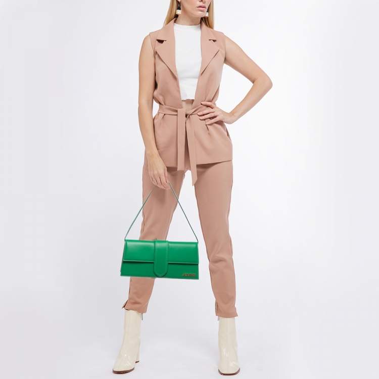 Pre Owned Jacquemus Green Leather Le Bambino Long Shoulder Bag