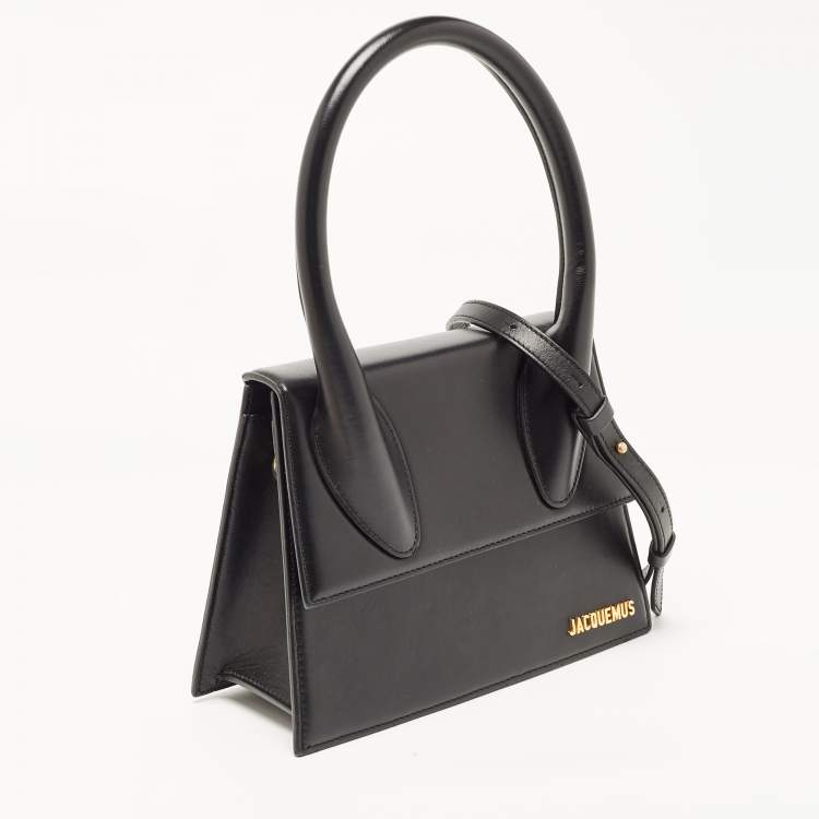 Pre Owned Jacquemus Black Leather Grand Le Chiquito Top Handle Bag