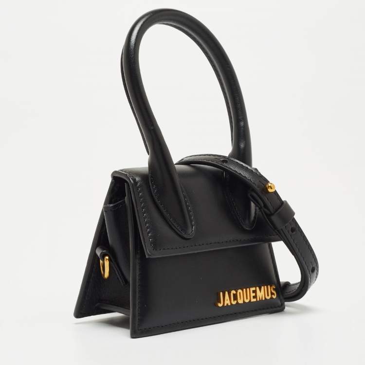 Pre Owned Jacquemus Black Leather Mini Le Chiquito Top Handle Bag