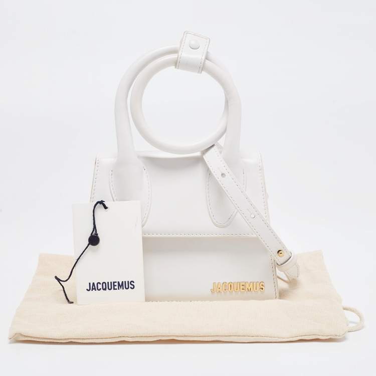 Pre Owned Jacquemus White Leather Le Chiquito Noeud Top Handle Bag