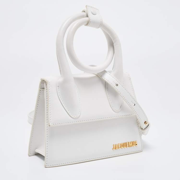 Pre Owned Jacquemus White Leather Le Chiquito Noeud Top Handle Bag